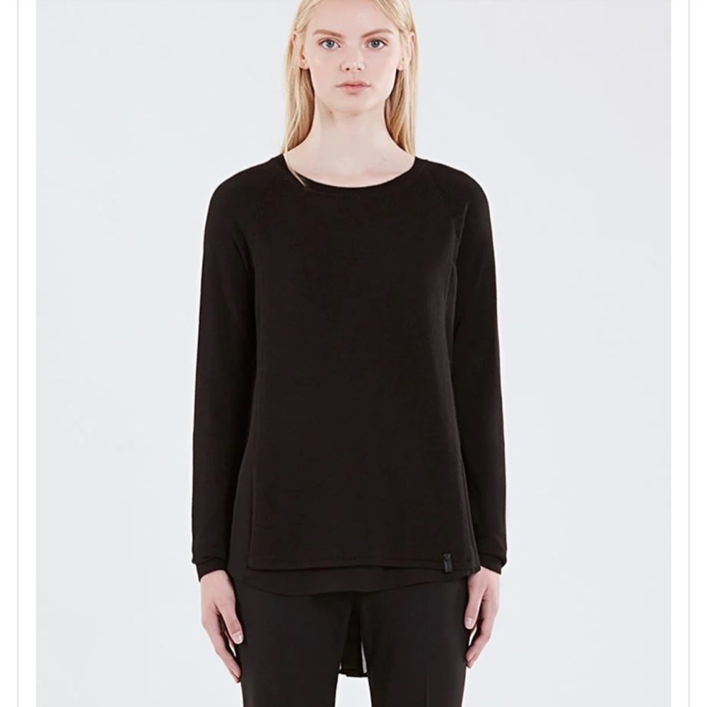 RUDSAK Dionne Long Sleeve Sweater Top, Sheer Back, Black, Size Small - Picture 7 of 8